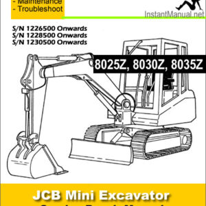 JCB 8025Z 8030Z 8035Z Mini Excavator Service Repair Manual