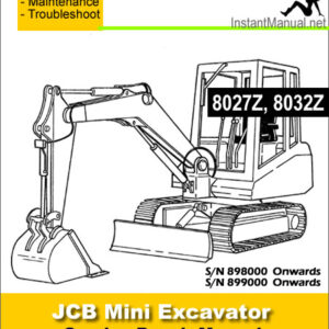 JCB 8027Z 8032Z Mini Excavator Service Repair Manual