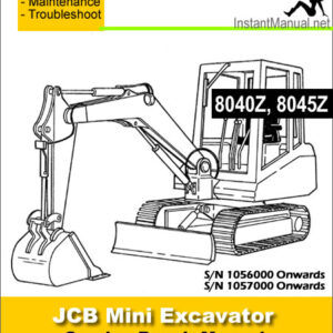 JCB 8040Z 8045Z Mini Excavator Service Repair Manual