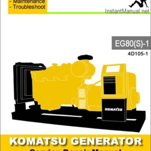 Komatsu Generator EG80S-1 Engine 4D105-1 Service Repair Manual SN 1001-Up