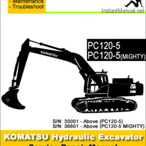 Komatsu PC120-5 (MIGHTY) Hydraulic Excavator Service Manual SN 30001-36601