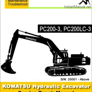 Komatsu PC200-3 PC200LC-3 Hydraulic Excavator Service Repair Manual SN 20001-Up