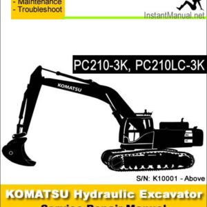 Komatsu PC210-3K PC210LC-3K Hydraulic Excavator Service Repair Manual SN K10001-Up