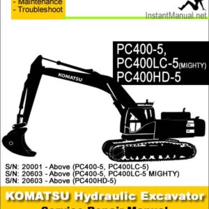Komatsu PC400-5 PC400LC-5 (MIGHTY) PC400HD-5 Hydraulic Excavator Service Repair Manual SN 20001-20603