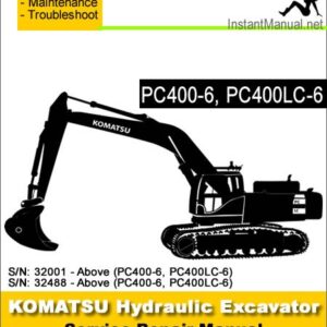 Komatsu PC400-6 PC400LC-6 Hydraulic Excavator Service Repair Manual SN 32001-32488