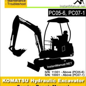 Komatsu PC05-6 PC07-1 Mini Excavator Service Repair Manual SN 10001-11301