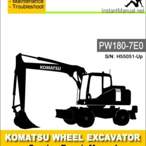 Komatsu PW180-7E0 Wheel Excavator Service Repair Manual SN H55051-Up