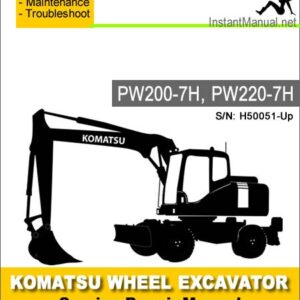 Komatsu PW200-7H PW220-7H Wheel Excavator Service Repair Manual SN H50051-Up