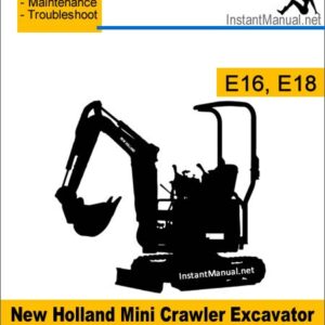 New Holland E16 E18 Mini Crawler Excavator Service Repair Manual