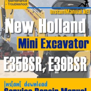 New Holland E35BSR E39BSR Mini Excavator Service Repair Manual